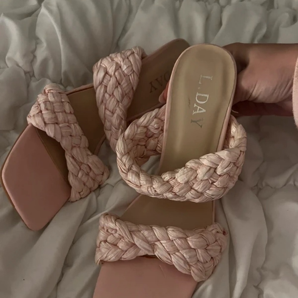 Pinko Light Pink Braided Sandals